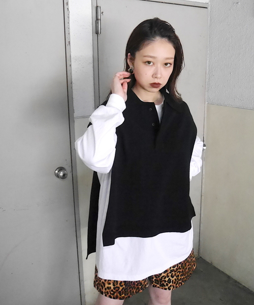 SUPERTHANKS（スーパーサンクス）の「ポンチョベスト（ユニセックス）（ベスト・メンズ・ホワイト/ブラック/ホワイト×ブラック/グリーン系その他/ベージュ×ブラック・SMALL/MEDIUM/LARGE）」の8枚目の写真