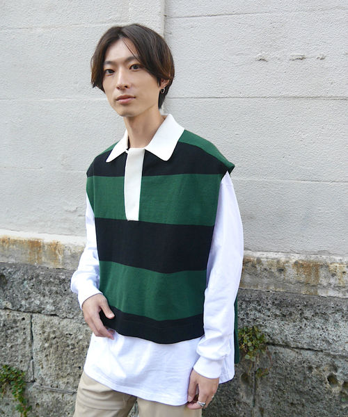 SUPERTHANKS（スーパーサンクス）の「ポンチョベスト（ユニセックス）（ベスト・メンズ・ホワイト/ブラック/ホワイト×ブラック/グリーン系その他/ベージュ×ブラック・SMALL/MEDIUM/LARGE）」の13枚目の写真