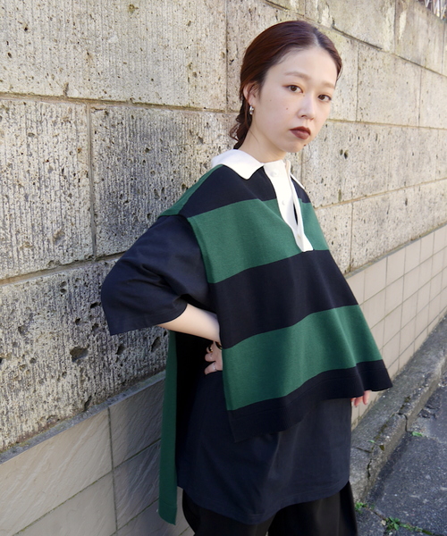 SUPERTHANKS（スーパーサンクス）の「ポンチョベスト（ユニセックス）（ベスト・メンズ・ホワイト/ブラック/ホワイト×ブラック/グリーン系その他/ベージュ×ブラック・SMALL/MEDIUM/LARGE）」の19枚目の写真