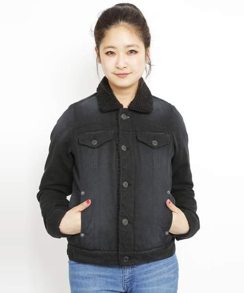 X-girl（エックスガール）の「BOA COLLAR JACKET（その他アウター・レディース・ブラック/インディゴブルー/バーガンディー・1/2）」の2枚目の写真