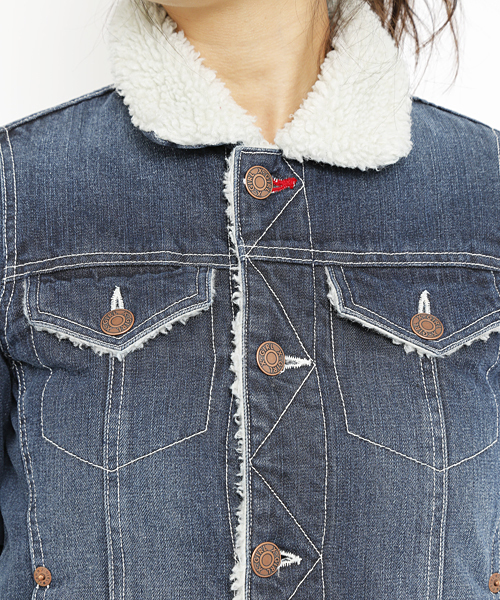 X-girl（エックスガール）の「BOA COLLAR JACKET（その他アウター・レディース・ブラック/インディゴブルー/バーガンディー・1/2）」の7枚目の写真