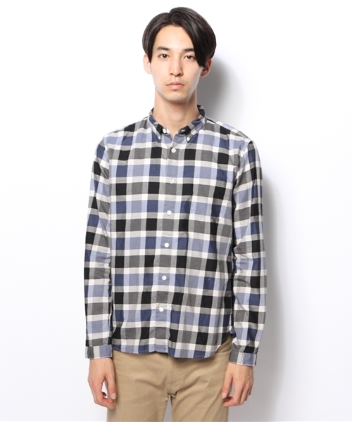 AMERICAN RAG CIE（アメリカンラグシー）の「AMEICAN RAG CIE ブロックチェックシャツ 107-ANB-M142-SH047（シャツ/ブラウス・メンズ・ブラウン/ブルー・1/2）」の3枚目の写真