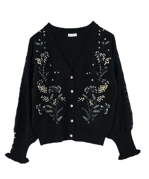 axes femme（アクシーズファム）の「ミモザ刺繍ニットカーディガン