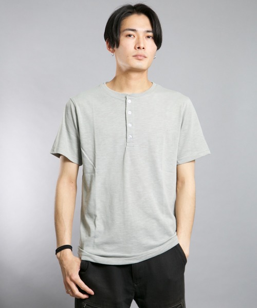 Bling Leads(ブリングリーズ)の「Bling leads/スラブ天竺ヘンリーネックT(Tシャツ/カットソー・メンズ・ブラック/ネイビー/ホワイト/ライトピンク/グレー・LARGE/X-LARGE/MEDIUM)」の5枚目の写真