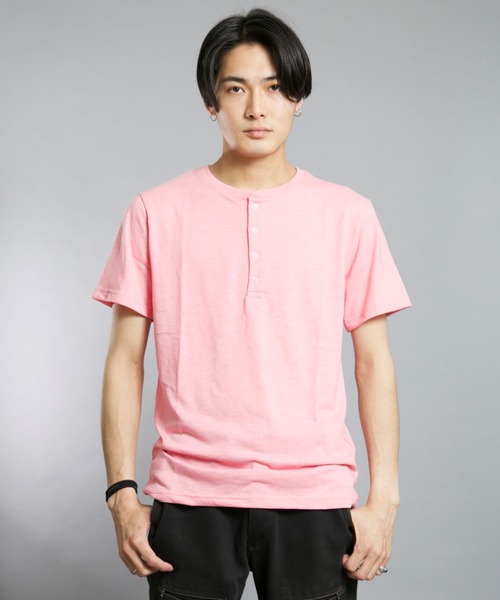 Bling Leads(ブリングリーズ)の「Bling leads/スラブ天竺ヘンリーネックT(Tシャツ/カットソー・メンズ・ブラック/ネイビー/ホワイト/ライトピンク/グレー・LARGE/X-LARGE/MEDIUM)」の2枚目の写真