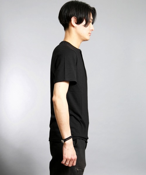 Bling Leads(ブリングリーズ)の「Bling leads/スラブ天竺ヘンリーネックT(Tシャツ/カットソー・メンズ・ブラック/ネイビー/ホワイト/ライトピンク/グレー・LARGE/X-LARGE/MEDIUM)」の6枚目の写真
