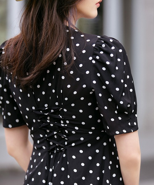 Papillon セゾンドパピヨン のファッション De ドット柄カシュクールワンピース ワンピース Saison