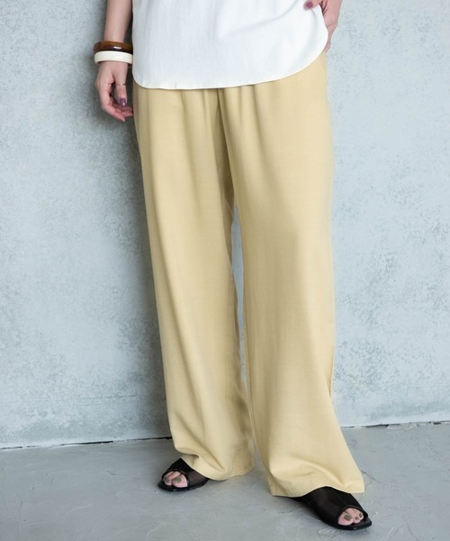 Aunt Marie's（アントマリーズ）の「【低身長向けSサイズ有】セミワイドイージーパンツ 【AUNT MARIE'S】（その他パンツ・レディース・ブラック/ベージュ/パープル/イエロー・SMALL/FREE）」の4枚目の写真