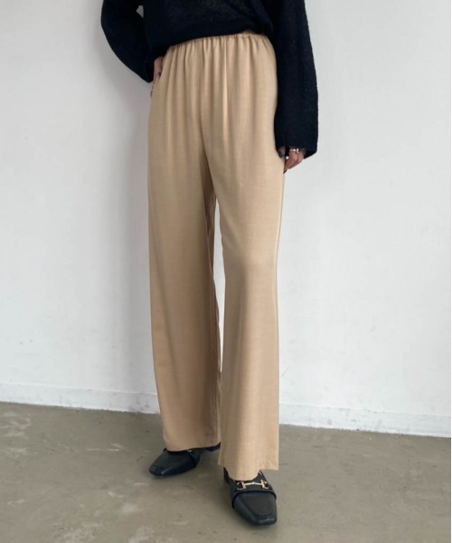 Aunt Marie's（アントマリーズ）の「【低身長向けSサイズ有】セミワイドイージーパンツ 【AUNT MARIE'S】（その他パンツ・レディース・ブラック/ベージュ/パープル/イエロー・SMALL/FREE）」の6枚目の写真