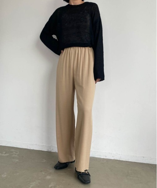 Aunt Marie's（アントマリーズ）の「【低身長向けSサイズ有】セミワイドイージーパンツ 【AUNT MARIE'S】（その他パンツ・レディース・ブラック/ベージュ/パープル/イエロー・SMALL/FREE）」の7枚目の写真