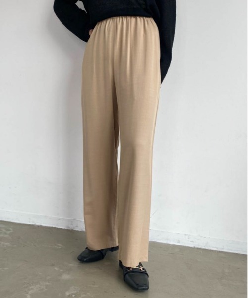 Aunt Marie's（アントマリーズ）の「【低身長向けSサイズ有】セミワイドイージーパンツ 【AUNT MARIE'S】（その他パンツ・レディース・ブラック/ベージュ/パープル/イエロー・SMALL/FREE）」の8枚目の写真