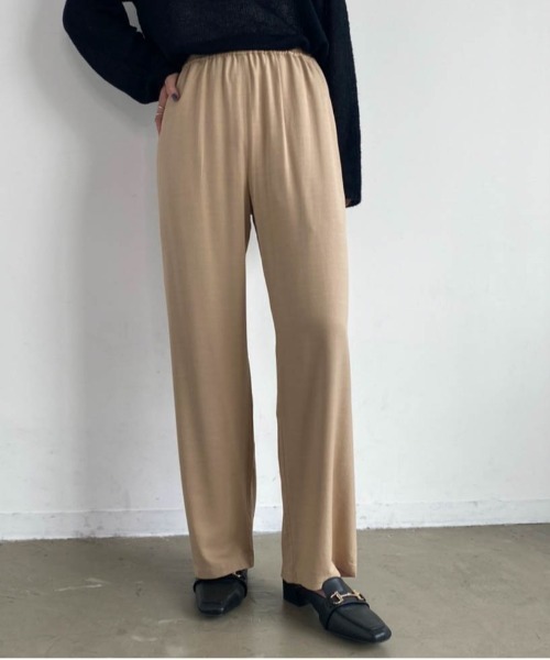 Aunt Marie's（アントマリーズ）の「【低身長向けSサイズ有】セミワイドイージーパンツ 【AUNT MARIE'S】（その他パンツ・レディース・ブラック/ベージュ/パープル/イエロー・SMALL/FREE）」の5枚目の写真