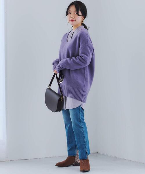 green label relaxing（グリーンレーベルリラクシング）の「FFC W/CA Vネック プルオーバー ニット（ニット/セーター・レディース・オフホワイト/モカ/パープル/ライトブルー・FREE）」の17枚目の写真