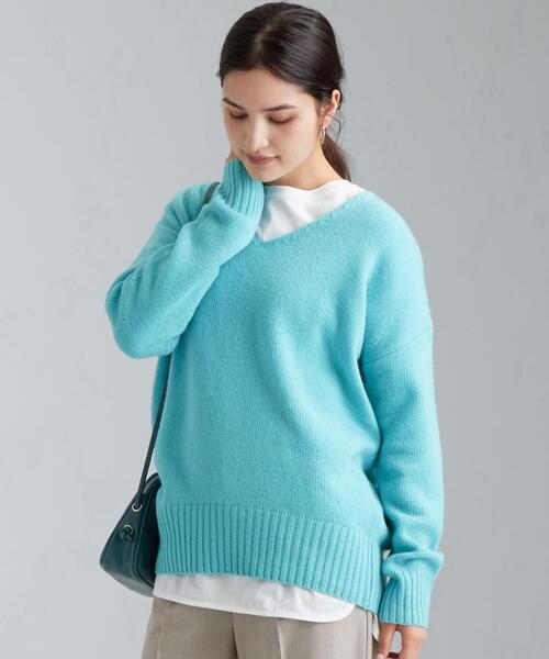 green label relaxing（グリーンレーベルリラクシング）の「FFC W/CA Vネック プルオーバー ニット（ニット/セーター・レディース・オフホワイト/モカ/パープル/ライトブルー・FREE）」の22枚目の写真