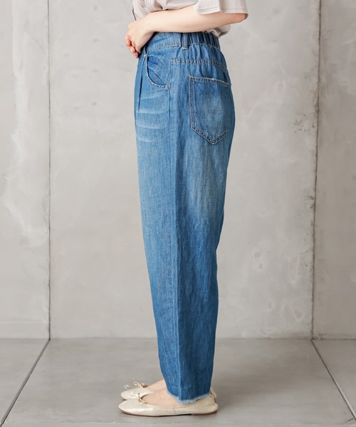 PUAL CE CIN（ピュアルセシン）の「綿麻デニムタックパンツ（デニムパンツ・レディース・インディゴブルー/ブルー・FREE）」の20枚目の写真