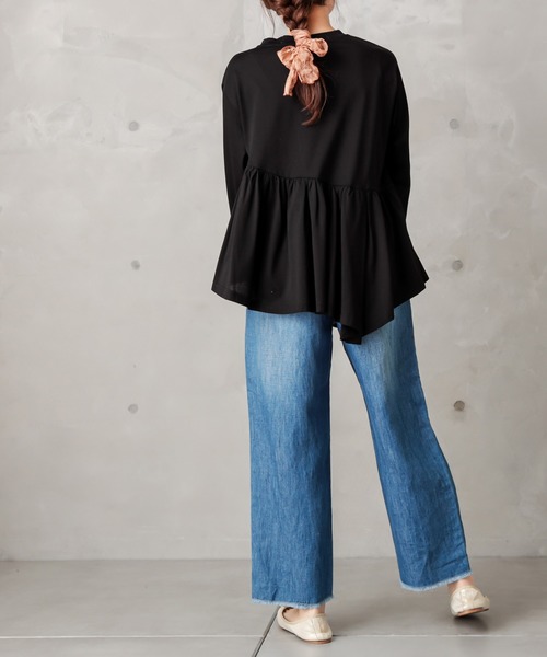 PUAL CE CIN（ピュアルセシン）の「綿麻デニムタックパンツ（デニムパンツ・レディース・インディゴブルー/ブルー・FREE）」の18枚目の写真