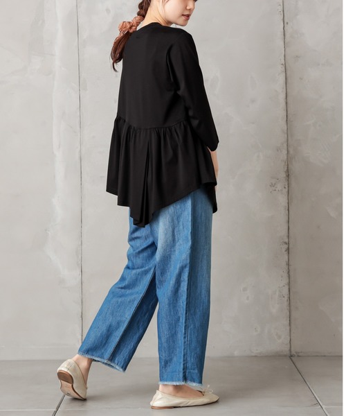 PUAL CE CIN（ピュアルセシン）の「綿麻デニムタックパンツ（デニムパンツ・レディース・インディゴブルー/ブルー・FREE）」の17枚目の写真