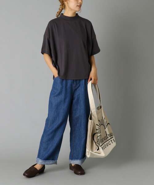 PUAL CE CIN（ピュアルセシン）の「綿麻デニムタックパンツ（デニムパンツ・レディース・インディゴブルー/ブルー・FREE）」の3枚目の写真