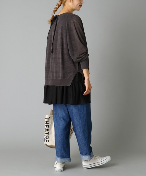 PUAL CE CIN（ピュアルセシン）の「綿麻デニムタックパンツ（デニムパンツ・レディース・インディゴブルー/ブルー・FREE）」の5枚目の写真