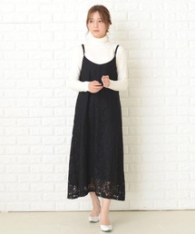 レースデザインキャミワンピースドレス