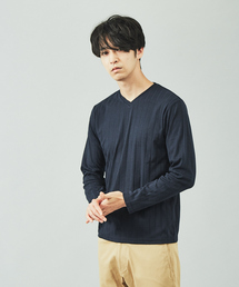 【展開店舗限定】汗染軽減 針抜リブ Vネック長袖 Tシャツ