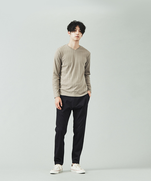 ABAHOUSE GRAY(アバハウスグレイ)の「【展開店舗限定】汗染軽減 針抜リブ Vネック長袖 Tシャツ(Tシャツ/カットソー・メンズ・ホワイト/グレイッシュベージュ/ネイビー/ブラック・46/48)」の13枚目の写真