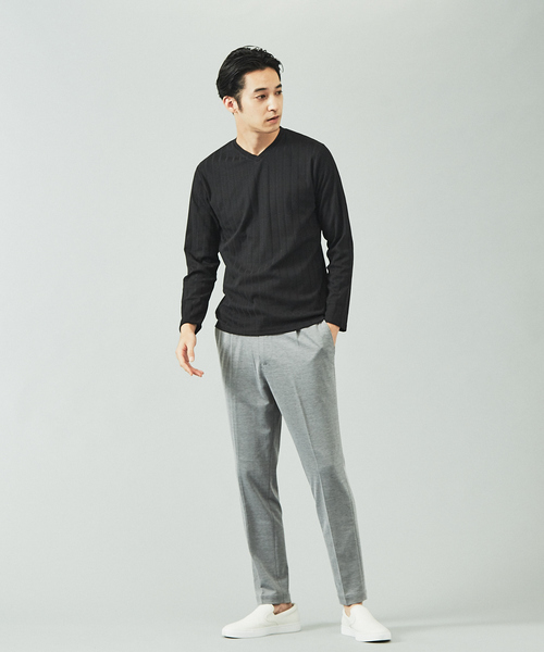 ABAHOUSE GRAY(アバハウスグレイ)の「【展開店舗限定】汗染軽減 針抜リブ Vネック長袖 Tシャツ(Tシャツ/カットソー・メンズ・ホワイト/グレイッシュベージュ/ネイビー/ブラック・46/48)」の15枚目の写真