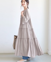 coca（coca） | とろみサテンティアードワンピース(ワンピース)