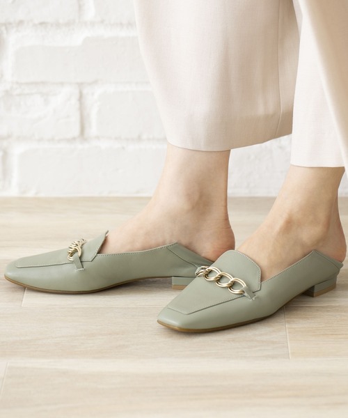 セール Himiko Himiko ローファー チェーンモチーフ付きスクエアトゥローファー ローファー シューズ Himiko ヒミコ