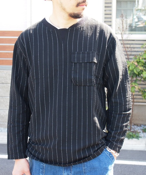 grn(ジーアールエヌ)の「◇RAYONMIXLOOSEPULLOVERSHIRT コットン×リネン×レーヨンビックシルエットプルオーバーシャツ(シャツ/ブラウス・メンズ・ベージュ/ホワイト/ブルー/グリーン/ブラック・L/M)」の2枚目の写真