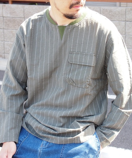 grn(ジーアールエヌ)の「◇RAYONMIXLOOSEPULLOVERSHIRT コットン×リネン×レーヨンビックシルエットプルオーバーシャツ(シャツ/ブラウス・メンズ・ベージュ/ホワイト/ブルー/グリーン/ブラック・L/M)」の12枚目の写真