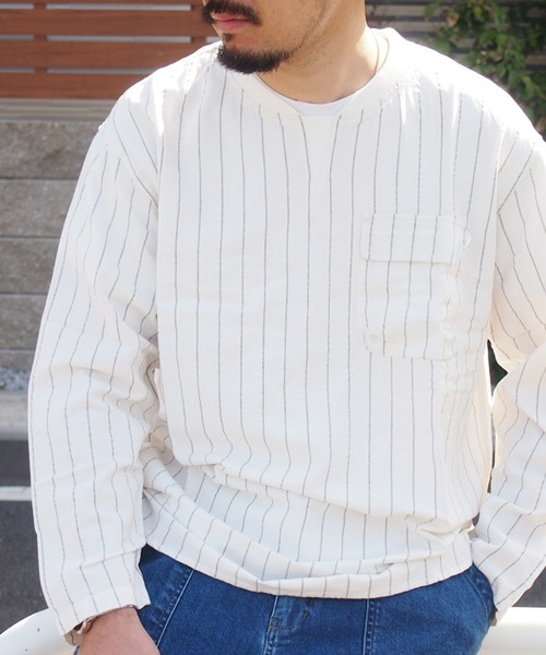 grn(ジーアールエヌ)の「◇RAYONMIXLOOSEPULLOVERSHIRT コットン×リネン×レーヨンビックシルエットプルオーバーシャツ(シャツ/ブラウス・メンズ・ベージュ/ホワイト/ブルー/グリーン/ブラック・L/M)」の8枚目の写真