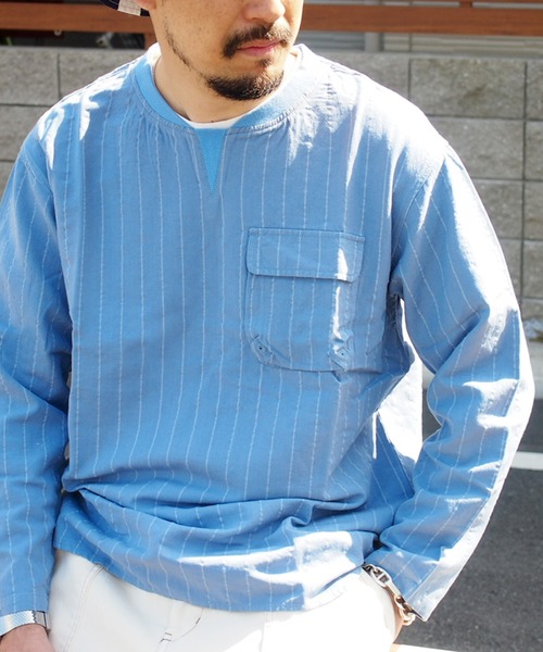 grn(ジーアールエヌ)の「◇RAYONMIXLOOSEPULLOVERSHIRT コットン×リネン×レーヨンビックシルエットプルオーバーシャツ(シャツ/ブラウス・メンズ・ベージュ/ホワイト/ブルー/グリーン/ブラック・L/M)」の10枚目の写真