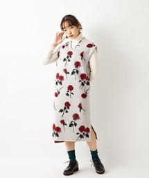 ふりふ（フリフ）の「【乱菊・春牡丹】ジャガード編みニットワンピース（ワンピース）」