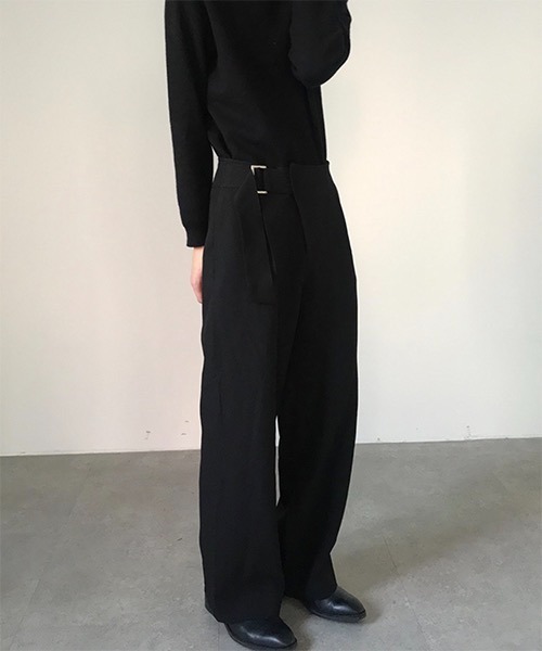 COLN】Slacks Buckle Belt Big Silhouette Straight（スラックス