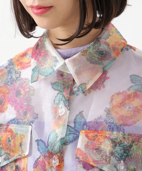 ROCKET x LUNCH（ロケットアンドランチ）の「ROCKET×LUNCH／ORGANZAガラシャツ　2929015（シャツ/ブラウス・レディース・その他1・SMALL）」の3枚目の写真