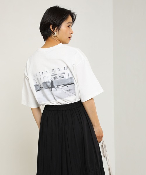 FRANKLIN & MARSHALL（フランクリンマーシャル）の「FRANKLIN ＆ MARSHALL/フランクリンマーシャル 別注フォトプリントTシャツ（Tシャツ/カットソー・レディース・ブラック/ホワイト・マルチサイズ）」の9枚目の写真