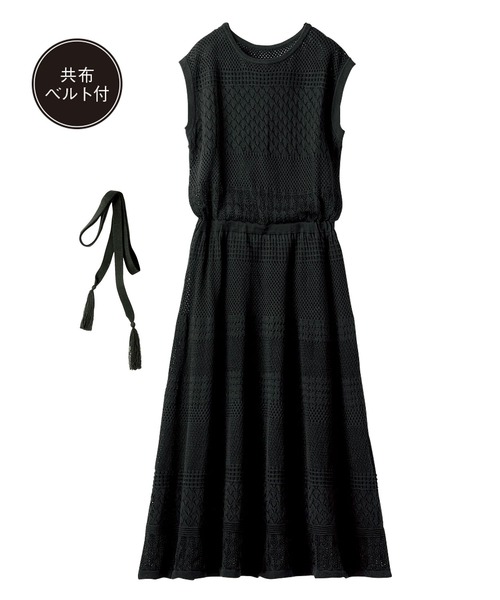 GeeRA(ジーラ)の「透かし編ロングニットワンピース(ワンピース・レディース・ネイビー/ブラック・LARGE/MEDIUM/X-LARGE)」の6枚目の写真