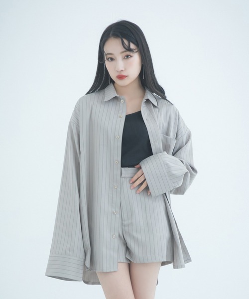 ANDGEEBEE(アンジービー)の「【UNISEX】ストライプシャツ(シャツ/ブラウス・レディース・ベージュ/ブラック・MEDIUM)」の7枚目の写真