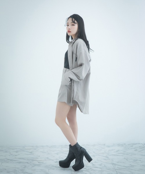 ANDGEEBEE(アンジービー)の「【UNISEX】ストライプシャツ(シャツ/ブラウス・レディース・ベージュ/ブラック・MEDIUM)」の9枚目の写真