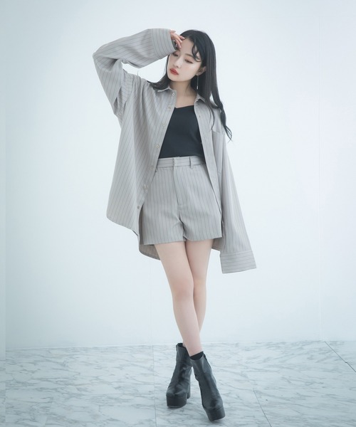 ANDGEEBEE(アンジービー)の「【UNISEX】ストライプシャツ(シャツ/ブラウス・レディース・ベージュ/ブラック・MEDIUM)」の13枚目の写真