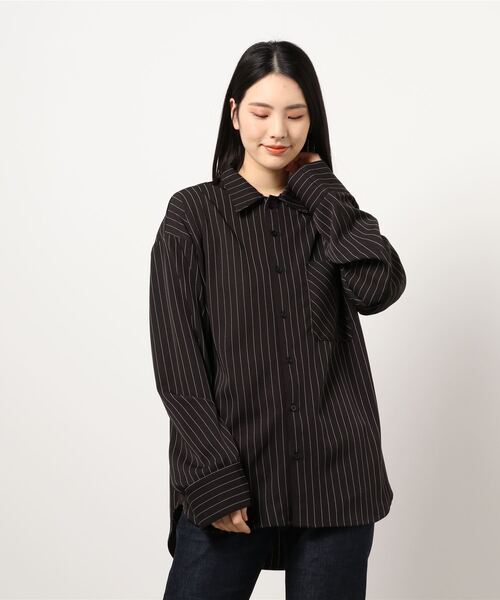 ANDGEEBEE(アンジービー)の「【UNISEX】ストライプシャツ(シャツ/ブラウス・レディース・ベージュ/ブラック・MEDIUM)」の6枚目の写真