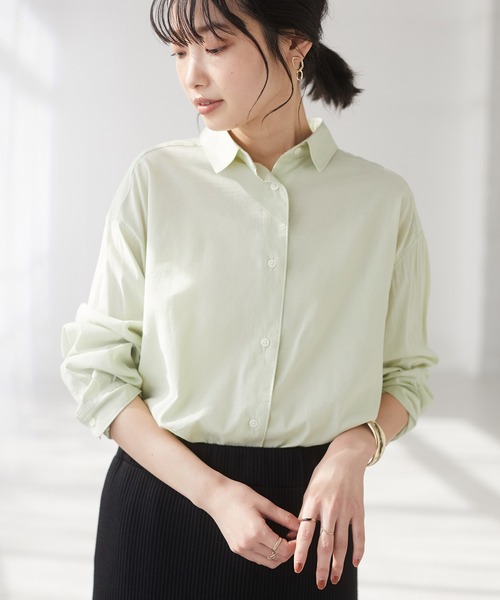 CRAFT STANDARD BOUTIQUE(クラフトスタンダードブティック)の「綿レーヨンレギュラーカラーシャツ *◇(シャツ/ブラウス・レディース・アイボリー/モカ/ミント/チェック/ブラック系その他/ブルー系その他・MEDIUM/LARGE)」の5枚目の写真