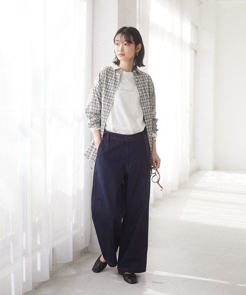 CRAFT STANDARD BOUTIQUE(クラフトスタンダードブティック)の「綿レーヨンレギュラーカラーシャツ *◇(シャツ/ブラウス・レディース・アイボリー/モカ/ミント/チェック/ブラック系その他/ブルー系その他・MEDIUM/LARGE)」の16枚目の写真