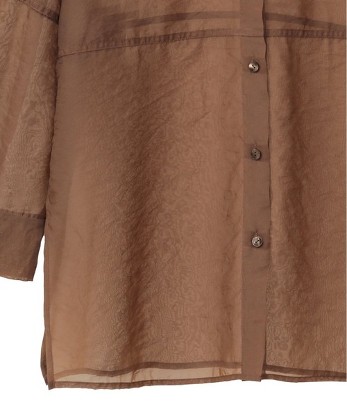 CLANE(クラネ)の「【CLANE/クラネ】SWITCH SHEER SHIRT:シャツ◆(シャツ/ブラウス・レディース・ブラウン/グリーン・MEDIUM)」の4枚目の写真