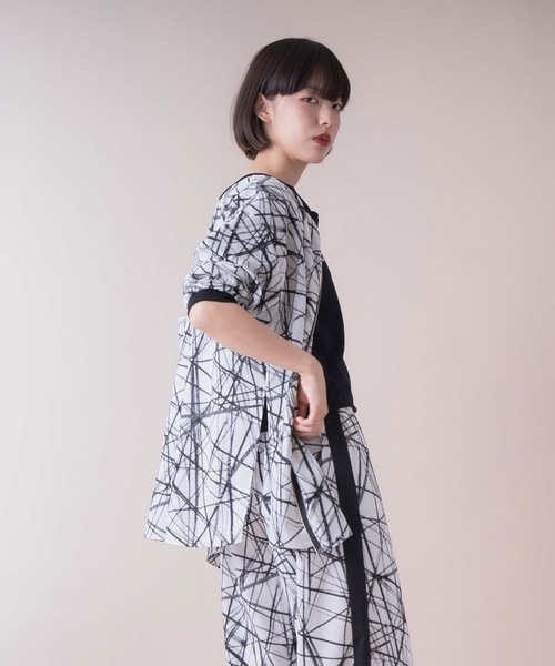 La SRIC（ラスリック）の「La SRIC / スラッシュ柄2WAYブラウス 【セットアップ可】（シャツ/ブラウス・レディース・ブラック/オフホワイト・38）」の14枚目の写真