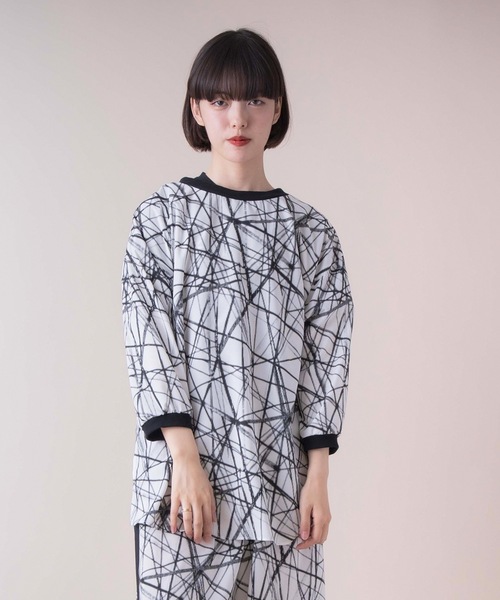 La SRIC（ラスリック）の「La SRIC / スラッシュ柄2WAYブラウス 【セットアップ可】（シャツ/ブラウス・レディース・ブラック/オフホワイト・38）」の9枚目の写真