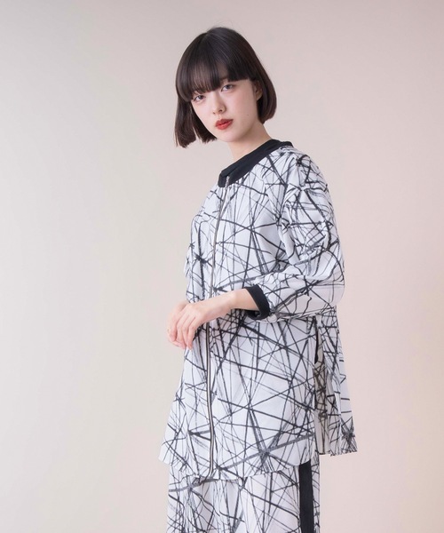 La SRIC（ラスリック）の「La SRIC / スラッシュ柄2WAYブラウス 【セットアップ可】（シャツ/ブラウス・レディース・ブラック/オフホワイト・38）」の12枚目の写真