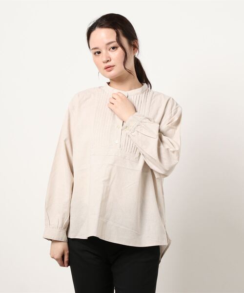 Samansa Mos2(サマンサ モスモス)の「ピンタックプルオーバーブラウス(シャツ/ブラウス・レディース・ベージュ/グレー/オフホワイト・フリ-)」の3枚目の写真