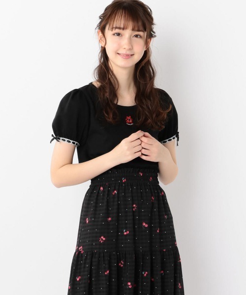 LODISPOTTO（ロディスポット）の「SweetCherryパフTシャツ（Tシャツ/カットソー・レディース・ピンク/ホワイト/ブラック・MEDIUM）」の3枚目の写真